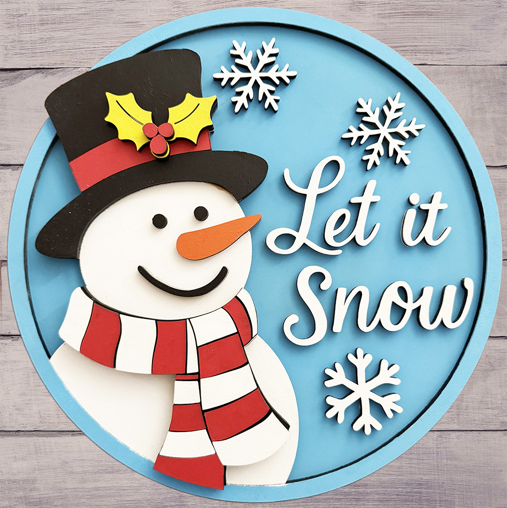 Let it Snow Sign with Snowman