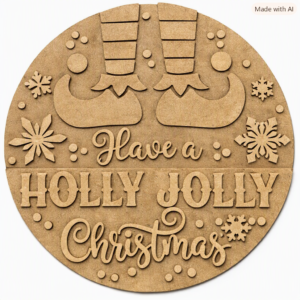 Elf Holly Jolly Christmas Door Hanger Non Painted Kit