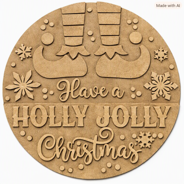 Elf Holly Jolly Christmas Door Hanger Non Painted Kit