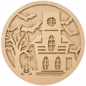 Spooky Halloween House With Bats Door Hanger Non Painted Kit