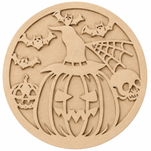 Spooky Halloween Pumpkin, Skulls and Bats Door Hanger Non Painted Kit